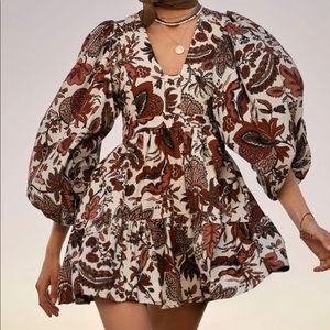 Shona Joy Catalina Plunged Balloon Sleeve Mini Dress